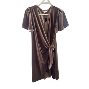 Socialite Brown Velvet Wrap Mini Dress (Size M) Fall/Winter Dress
